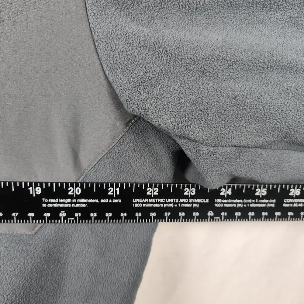 The North Face Jacket Mens XL Gray Fleece Full Zip Chest Pocket Blue Zippers